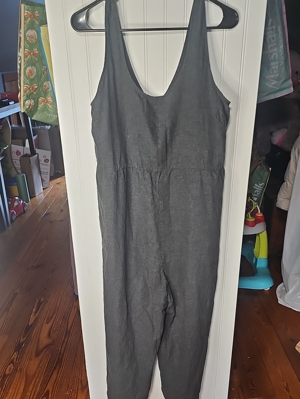 Patagonia Sleeveless Dark Gray Linen Garden Island Jumpsuit